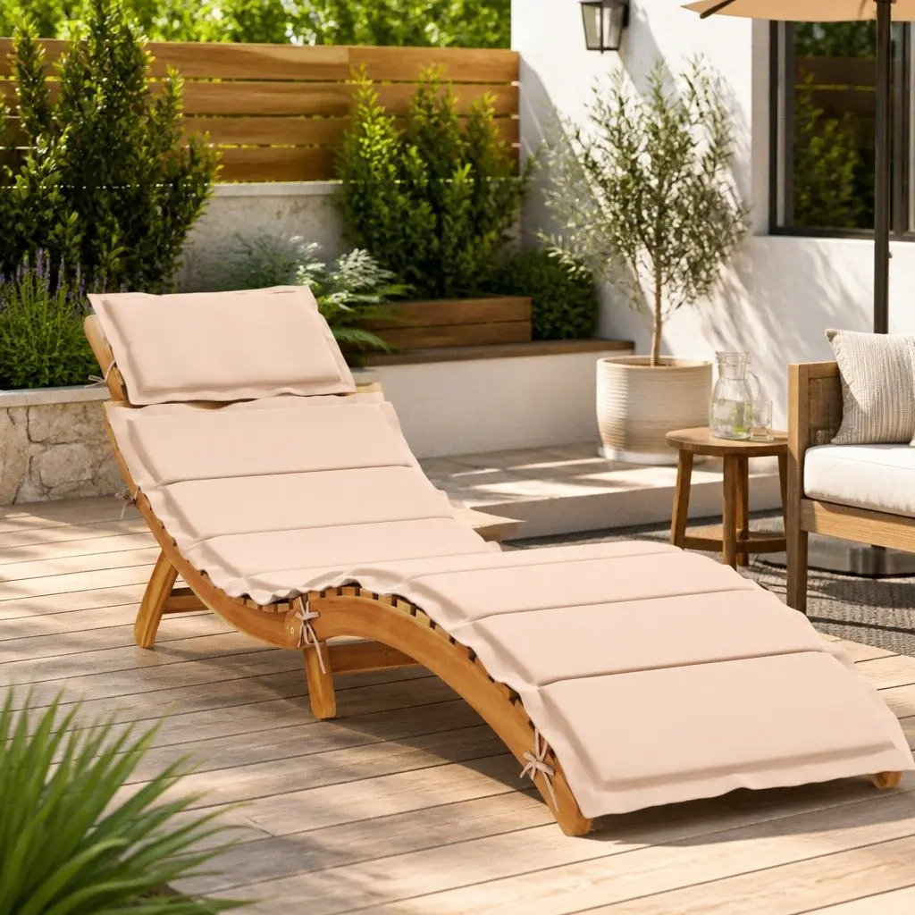 Sun Lounger Outdoor Lounge Chair Garden Patio Poolside Furniture with Cushion