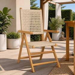 Compact Folding Reclining Garden Chairs in Beige
