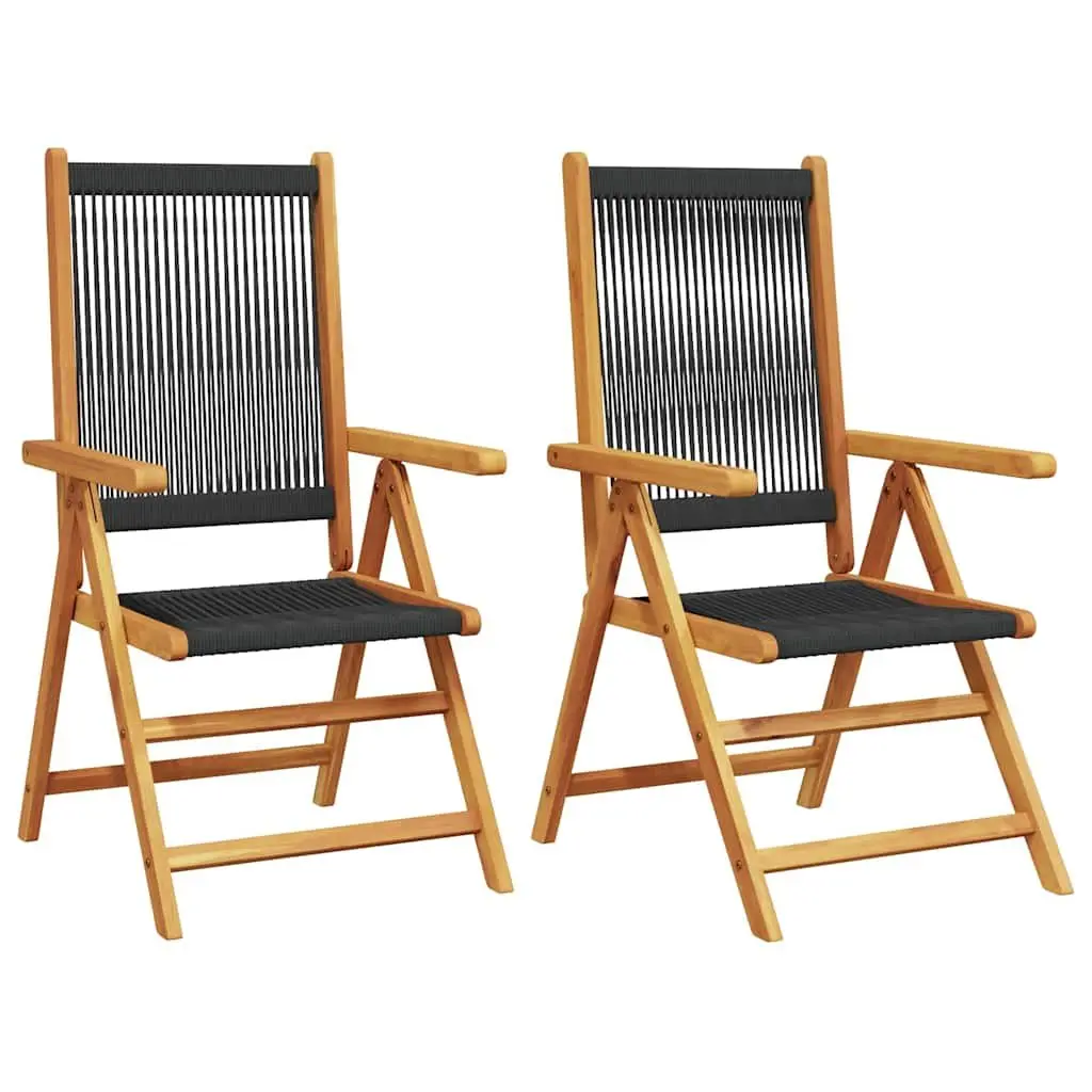 Outdoor Garden Chairs Black 2 Pieces Foldable Reclining Seat