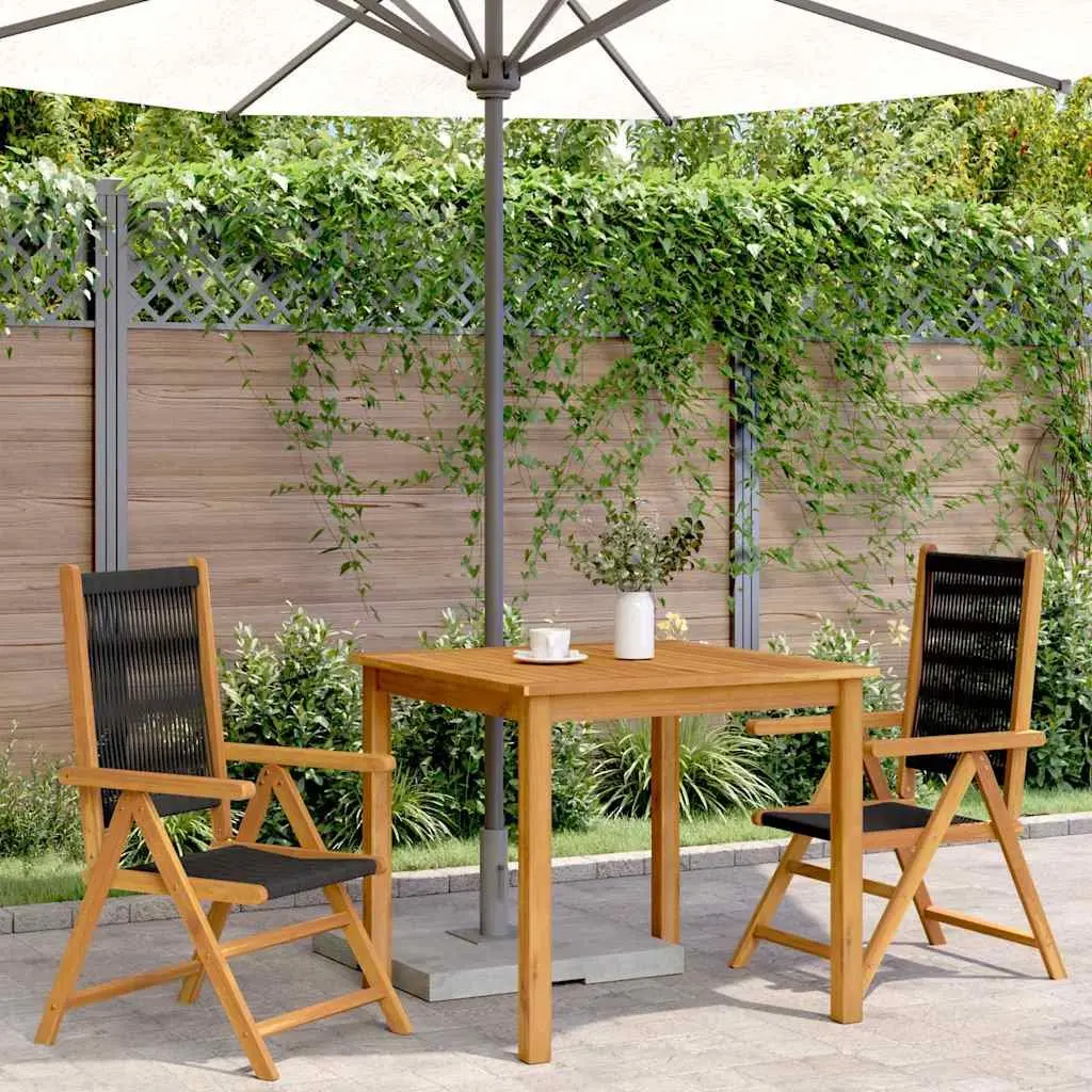 Outdoor Garden Chairs Black 2 Pieces Foldable Reclining Seat
