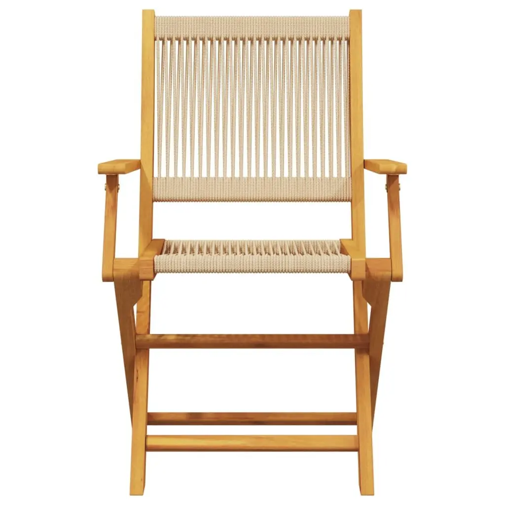 Garden Chairs 2 Pcs Beige Outdoor Seating Acacia Wood Folding Portable Design