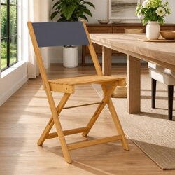 Outdoor Bistro Chairs Folding Set of 2 Anthracite Acacia Wood Patio Garden