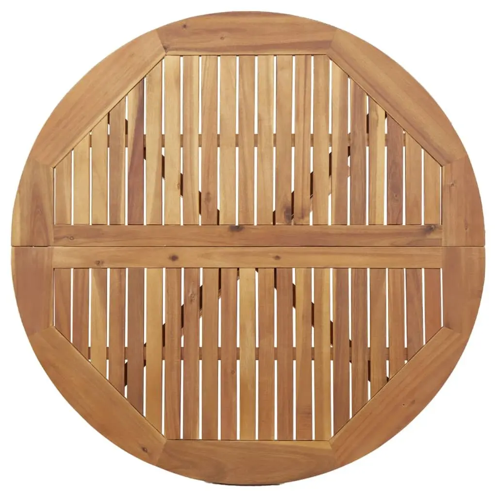 Round Garden Table Outdoor Patio Dining Furniture Solid Wood Acacia Slatted