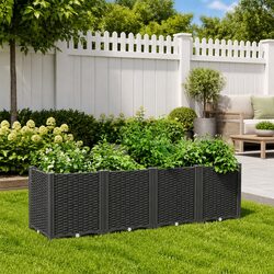 Compact and Sturdy Black Garden Planter with 4 Boxes