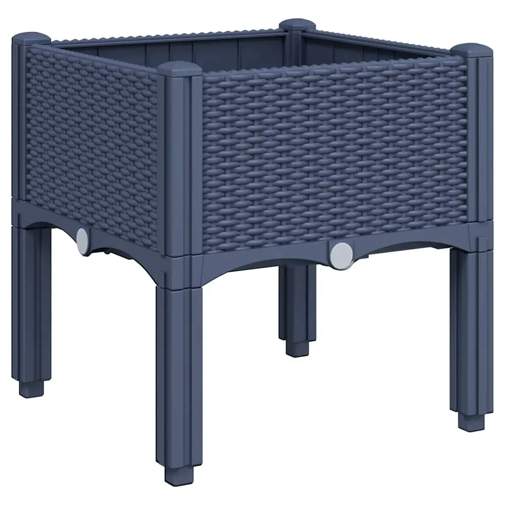 Garden Planter Box with Legs Grey Rattan Look Outdoor Patio Raised Plant Pot