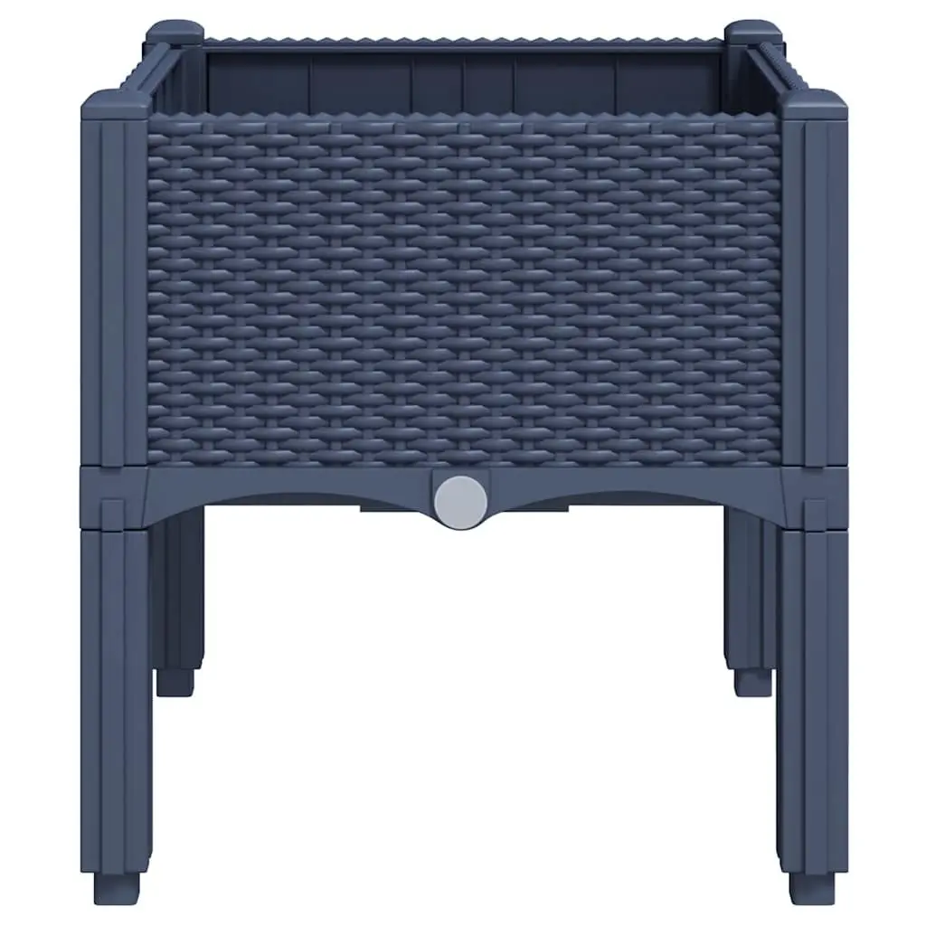 Garden Planter Box with Legs Grey Rattan Look Outdoor Patio Raised Plant Pot