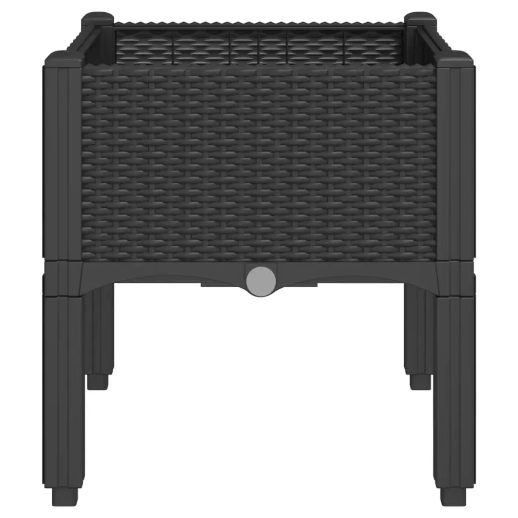 Garden Planter Box with Legs Black 40x40x42cm Outdoor Patio Elevated Rattan