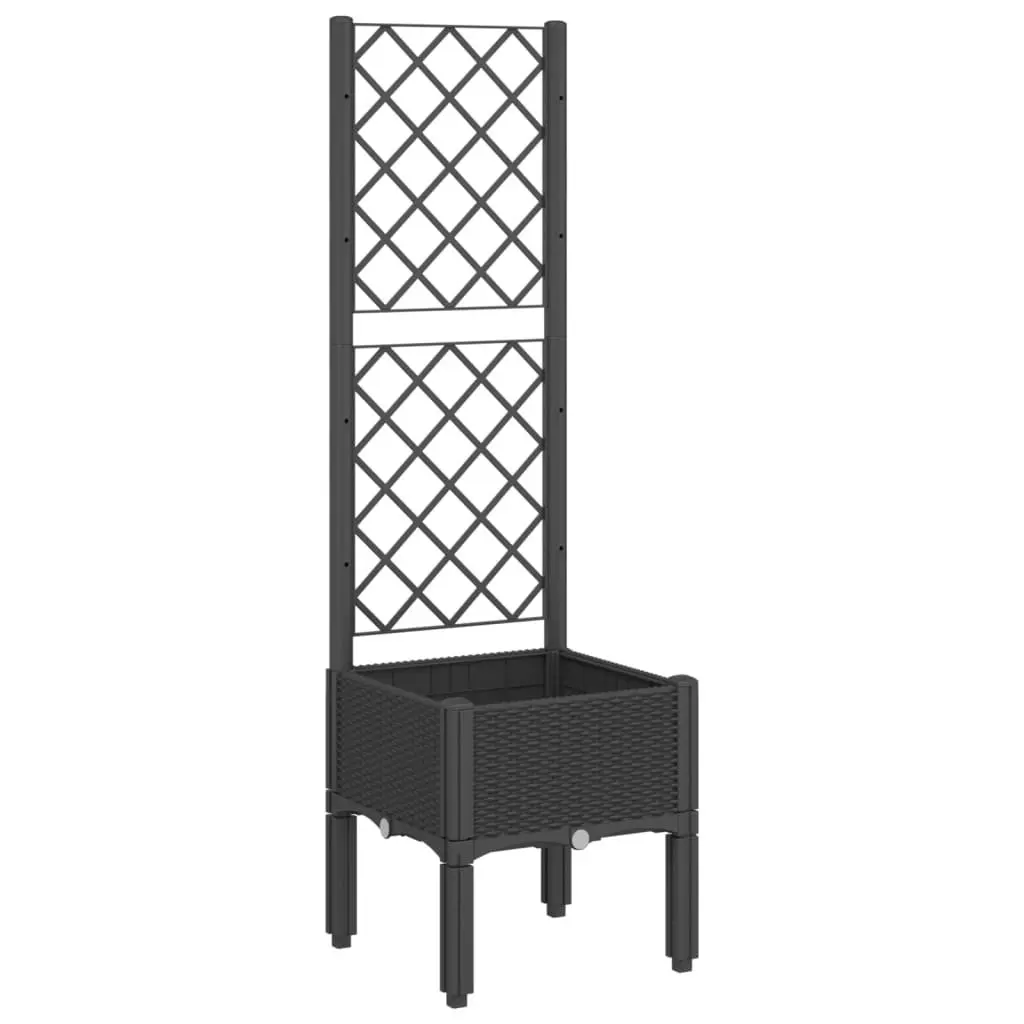 Garden Planter Black 40x40x142cm Integrated Trellis for Climbing Plants Outdoor Support