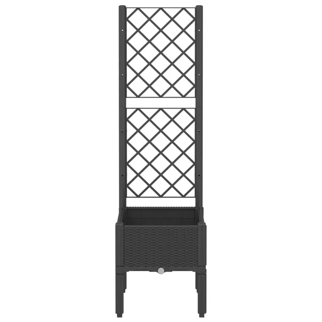 Garden Planter Black 40x40x142cm Integrated Trellis for Climbing Plants Outdoor Support