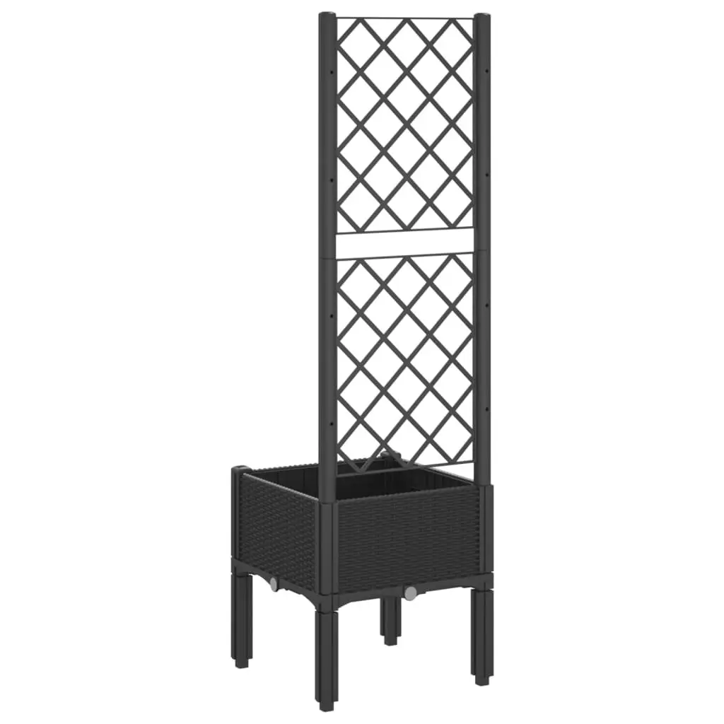Garden Planter Black 40x40x142cm Integrated Trellis for Climbing Plants Outdoor Support