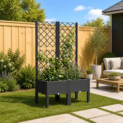 Black Garden Planter with Trellis