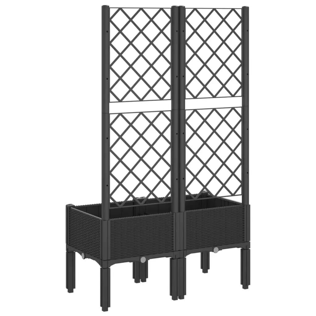 Garden Planter Black 80x40x142cm Integrated Trellis for Climbing Plants