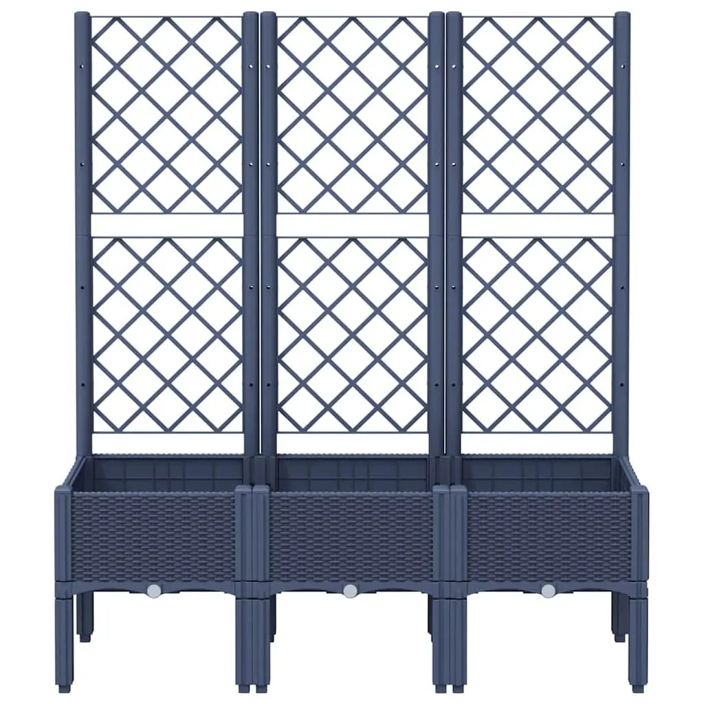 Garden Planter Grey 120 x 40 x 142 cm Integrated Trellis Support for Climbing Plants