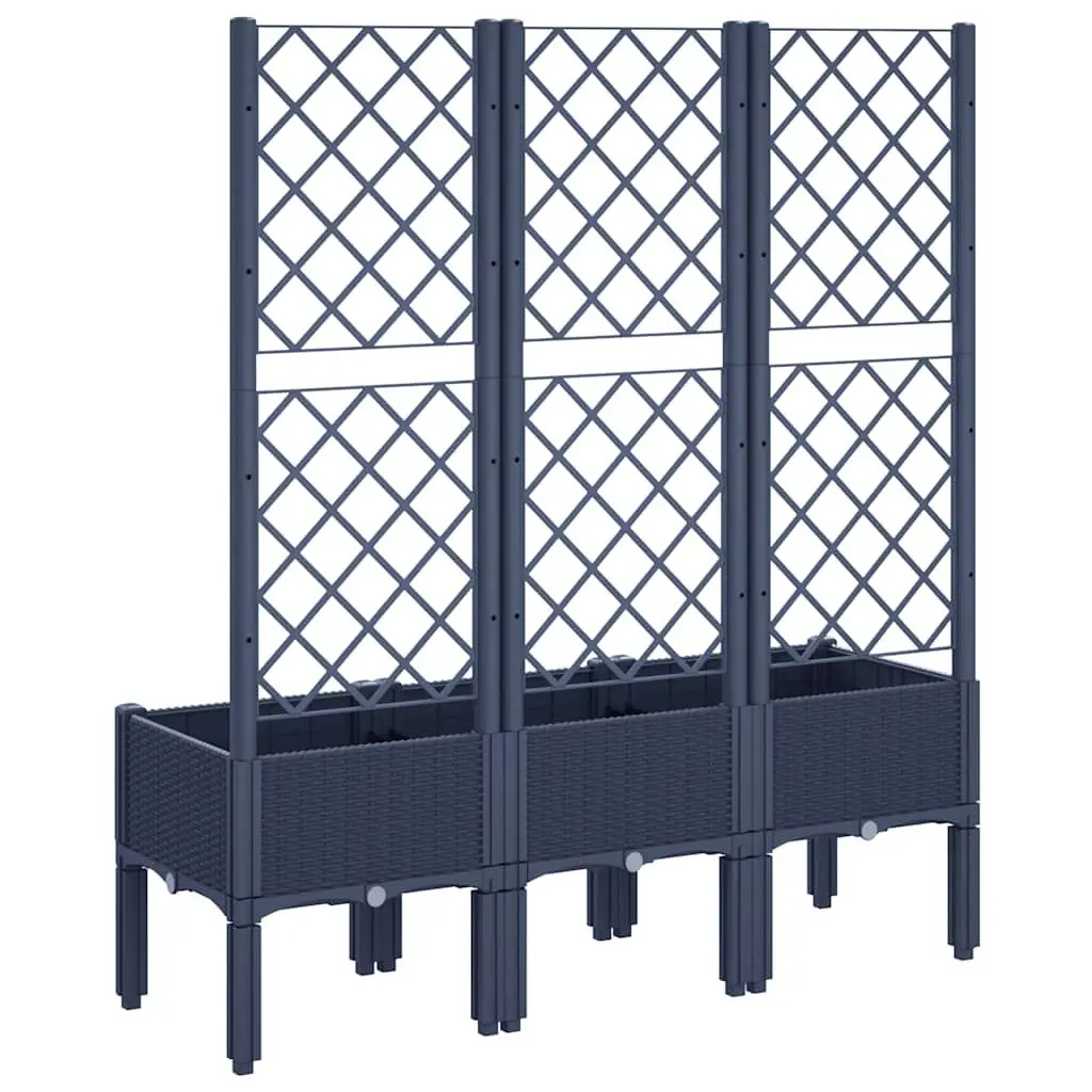 Garden Planter Grey 120 x 40 x 142 cm Integrated Trellis Support for Climbing Plants