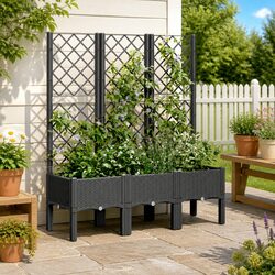 Compact and Strong Black Garden Planter with Trellis