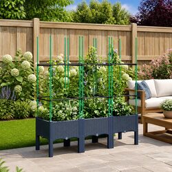 Compact Garden Planter with Trellis Support for Climbing Plants