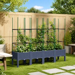 Garden Planter with Trellis Support for Climbing Plants Outdoor Patio Pot