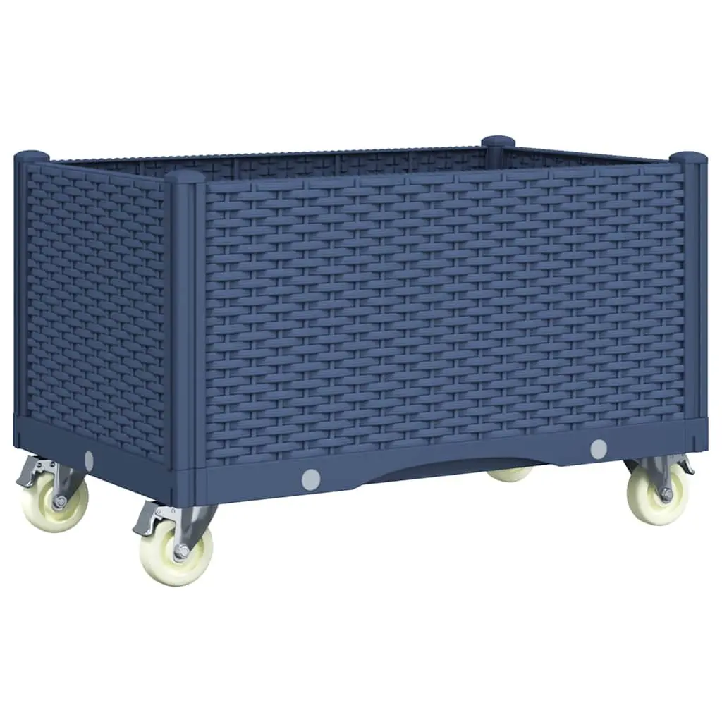 Garden Planter Grey with Wheels and Trellis for Climbing Plants