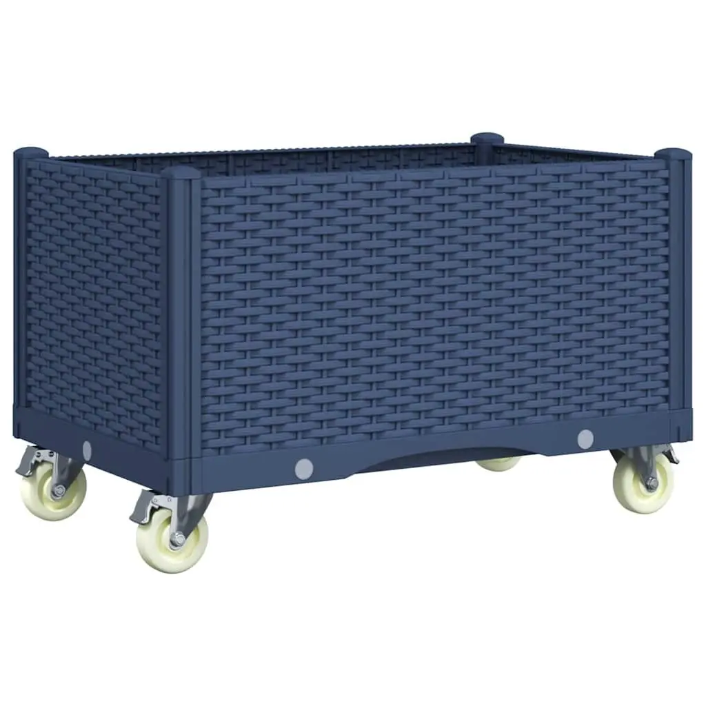 Garden Planter Grey with Wheels and Trellis for Climbing Plants