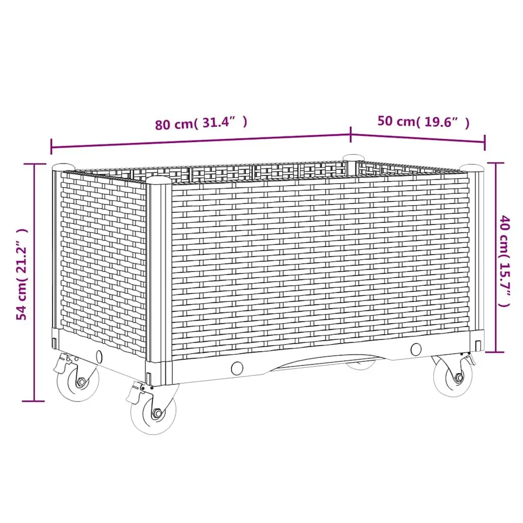 Garden Planter Grey with Wheels and Trellis for Climbing Plants