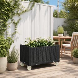 Compact Garden Planter with Wheels for Climbing Plants