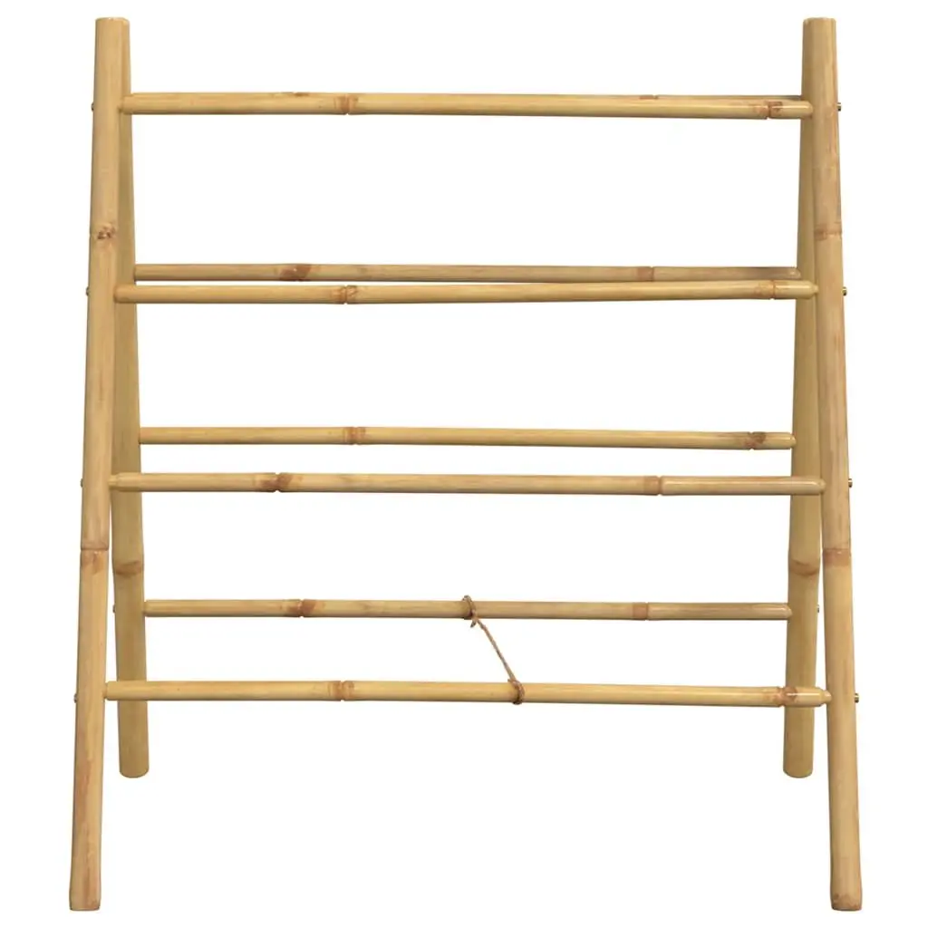 Double Towel Ladder Brown Bamboo 4 Rungs Multifunctional Storage Rack