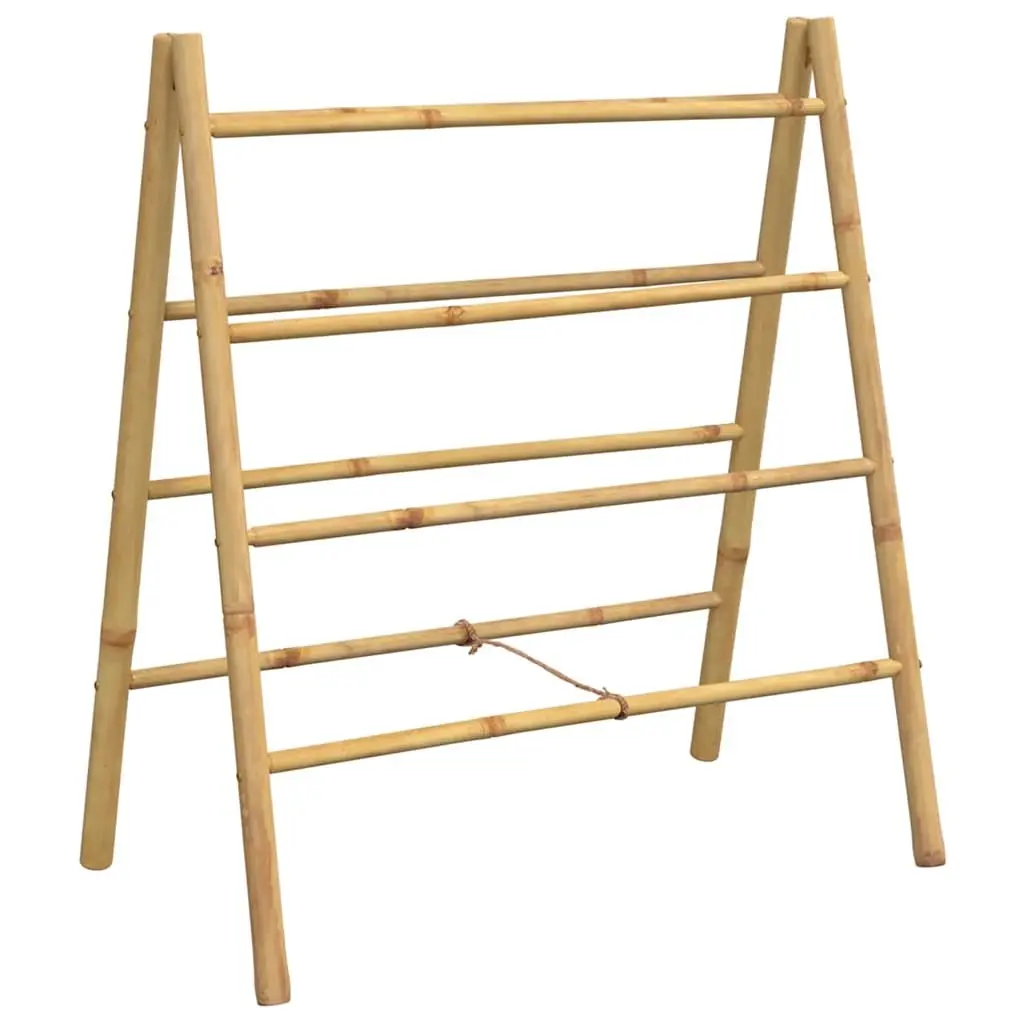 Double Towel Ladder Brown Bamboo 4 Rungs Multifunctional Storage Rack