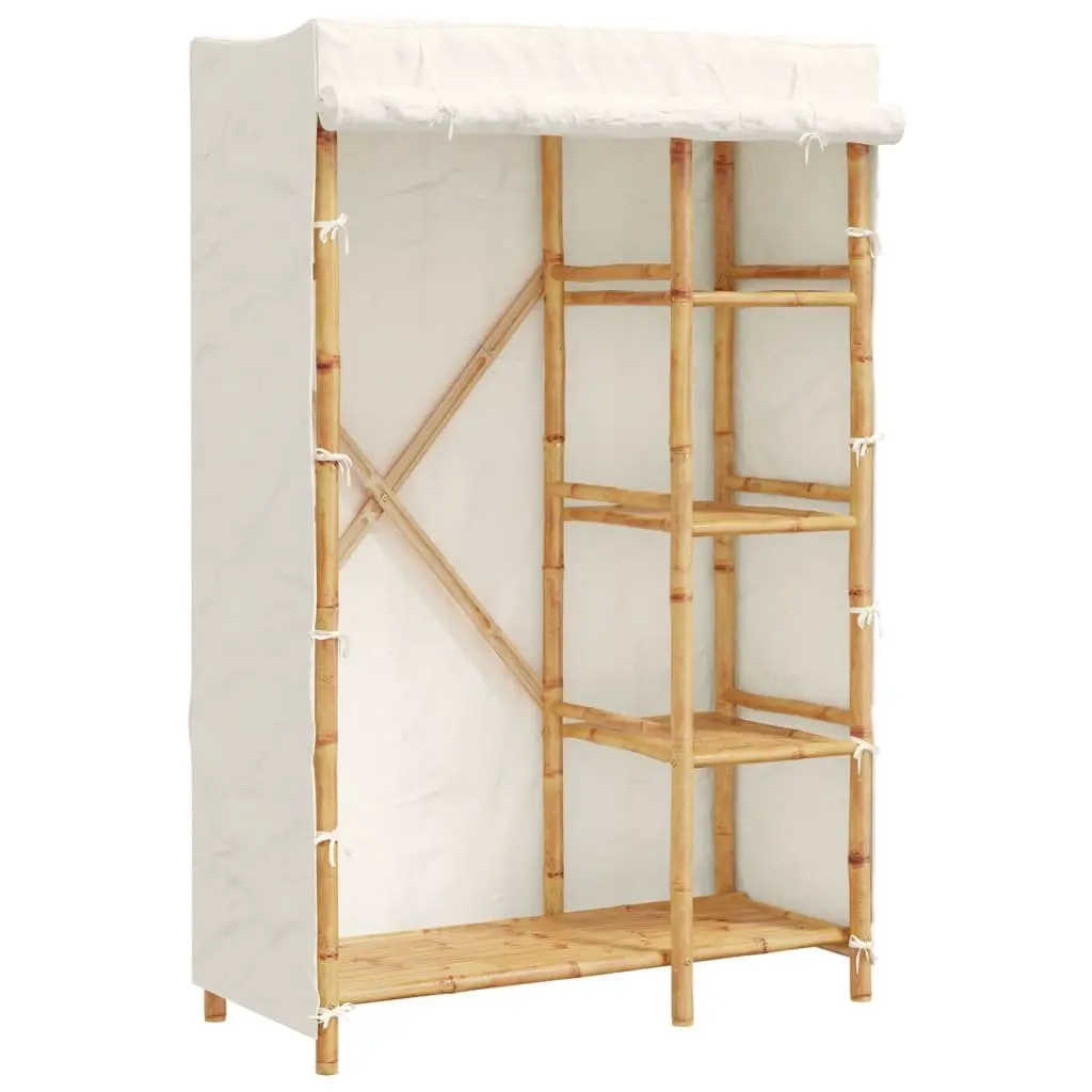 Bamboo Wardrobe Brown 110x45x170cm Clothes Organiser Storage Cabinet 4 Shelves