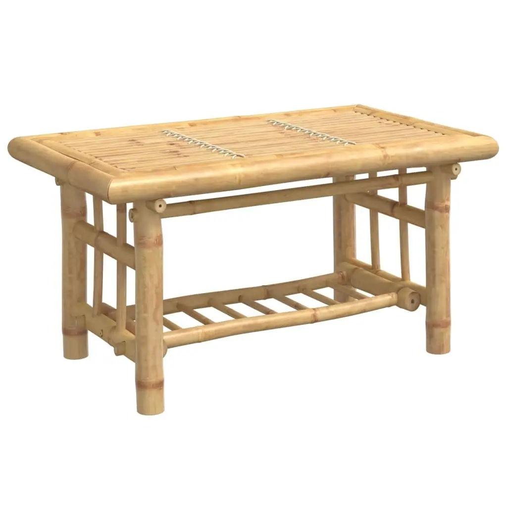 Bamboo Coffee Table Brown 70x45x36 cm Accent Side Table with Storage Shelf for Living Room