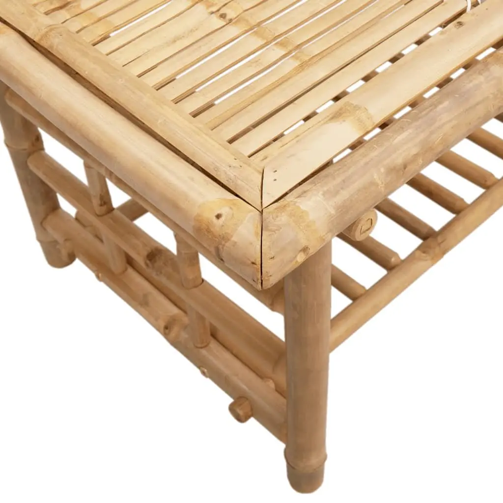 Bamboo Coffee Table Brown 70x45x36 cm Accent Side Table with Storage Shelf for Living Room