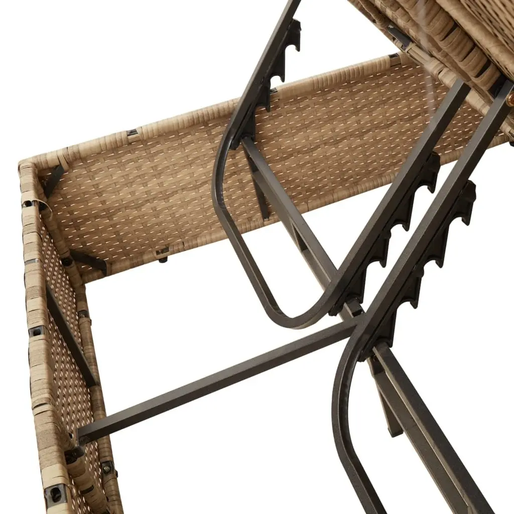 Double Sun Lounger with Roof Curtains Adjustable Backrest Outdoor Seating