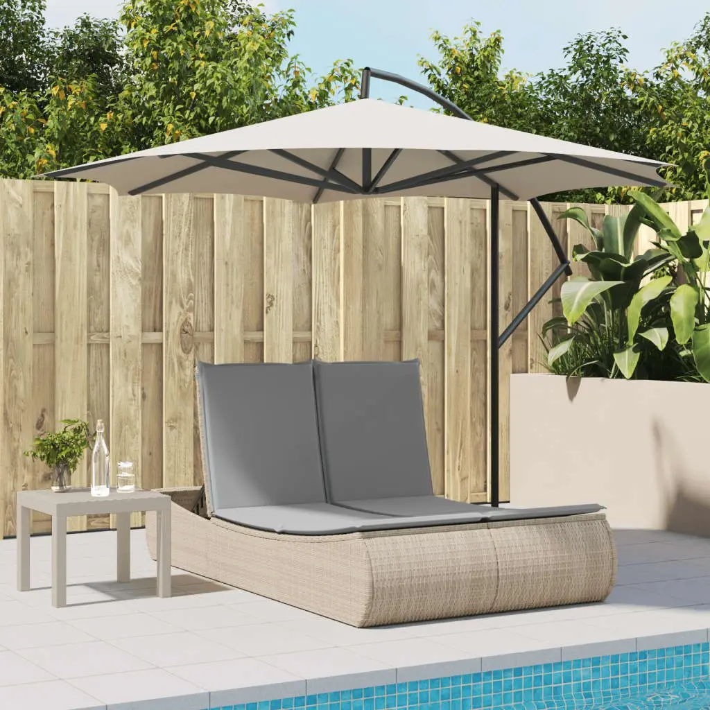 Double Sun Lounger Outdoor Garden Lounging Furniture with Cushions Beige