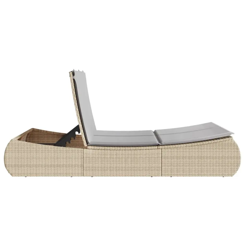 Double Sun Lounger Outdoor Garden Lounging Furniture with Cushions Beige