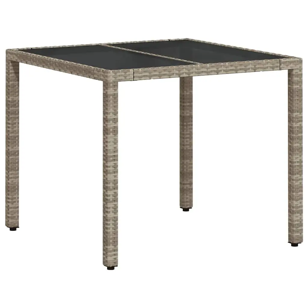 Grey Garden Table with Glass Top for Outdoor Fun
