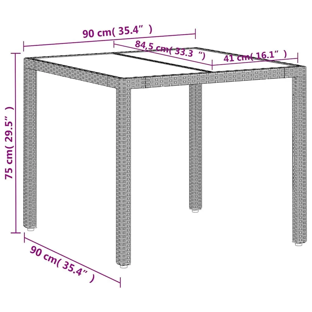 Grey Garden Table with Glass Top for Outdoor Fun