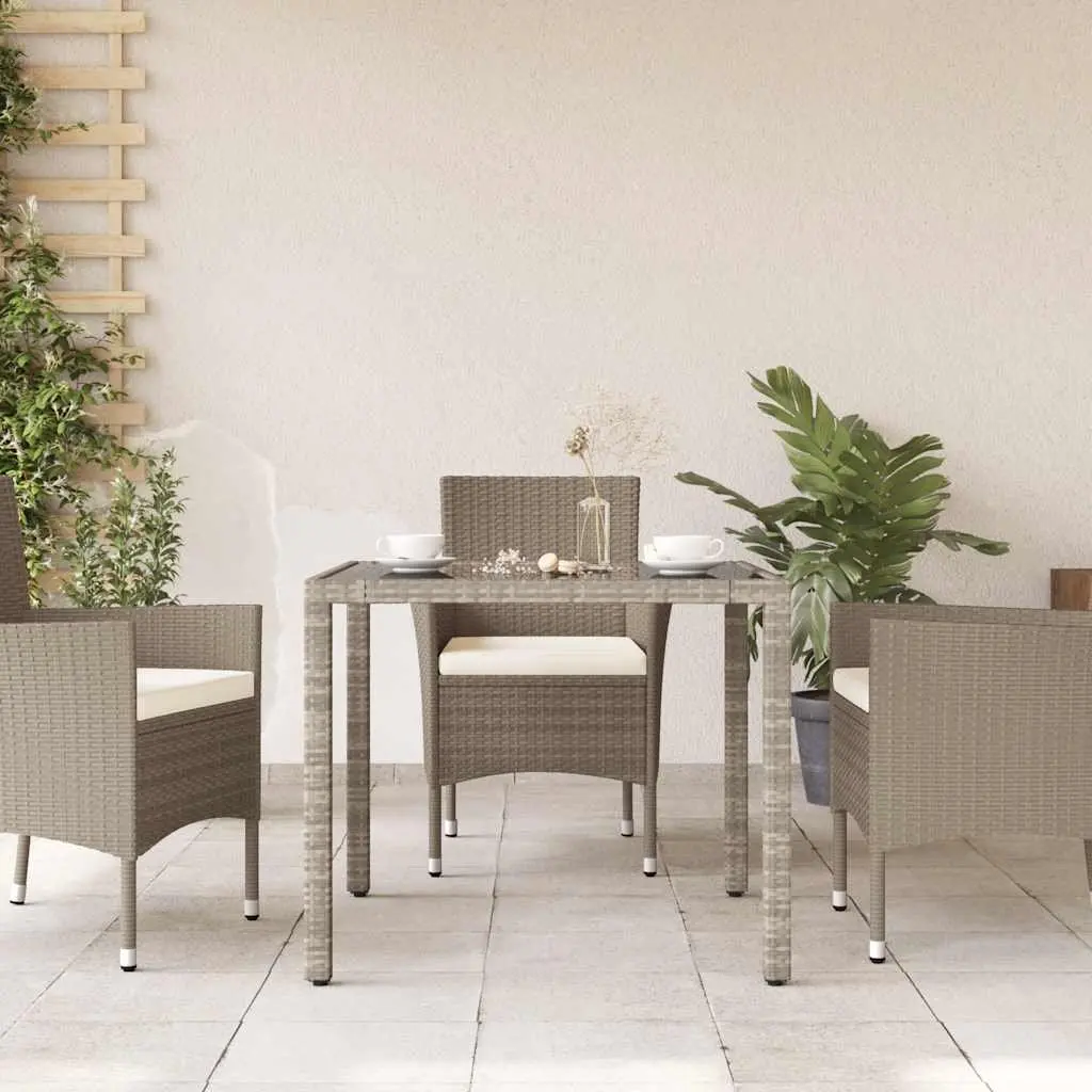 Grey Garden Table with Glass Top for Outdoor Fun