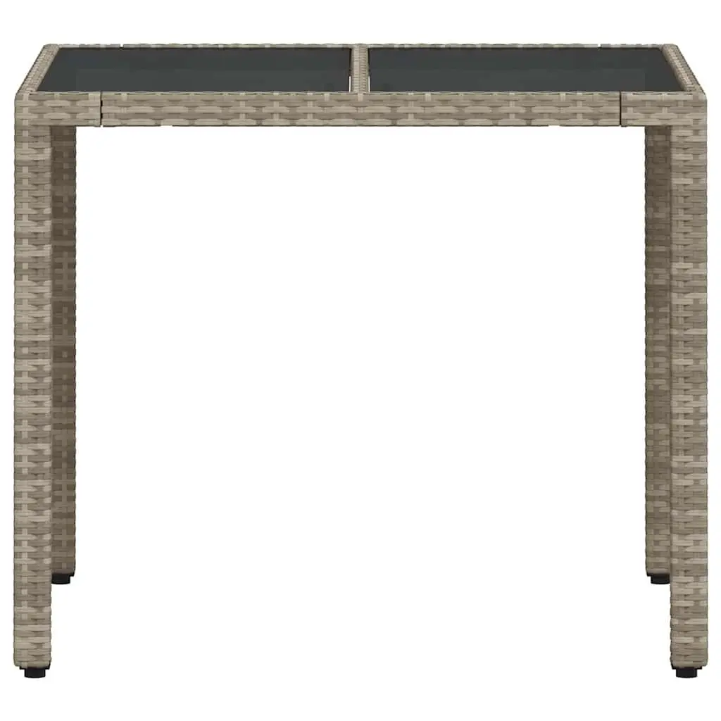 Grey Garden Table with Glass Top for Outdoor Fun
