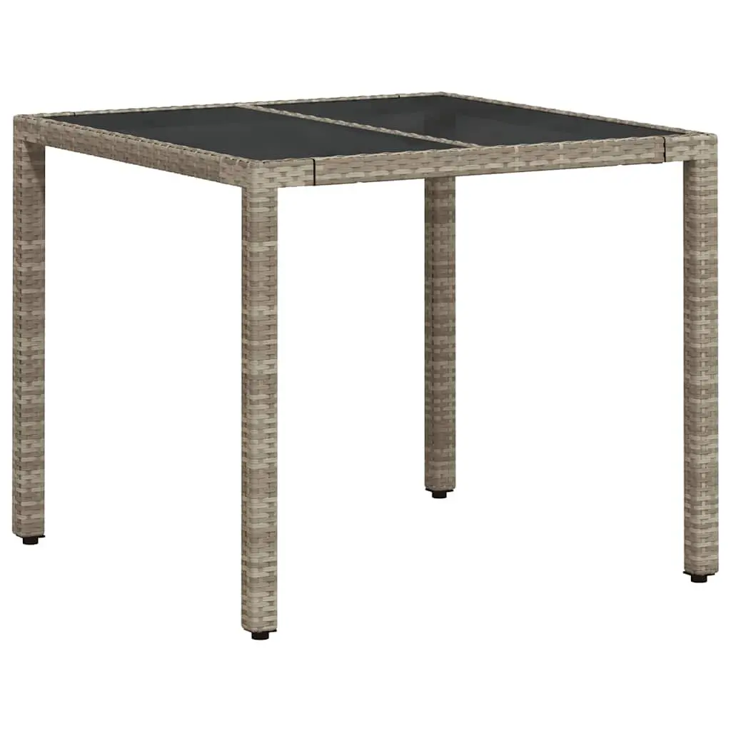 Grey Garden Table with Glass Top for Outdoor Fun