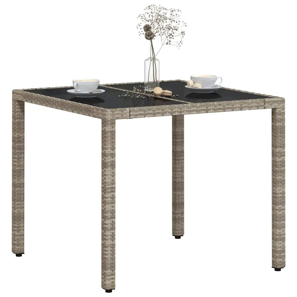 Grey Garden Table with Glass Top for Outdoor Fun