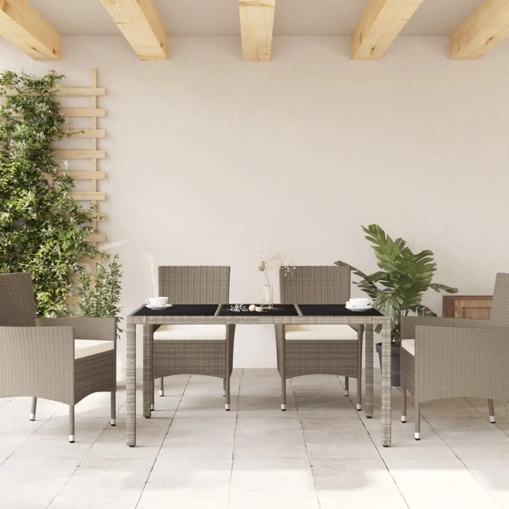 Garden Table Grey Tempered Glass Top Outdoor Patio Dining Furniture