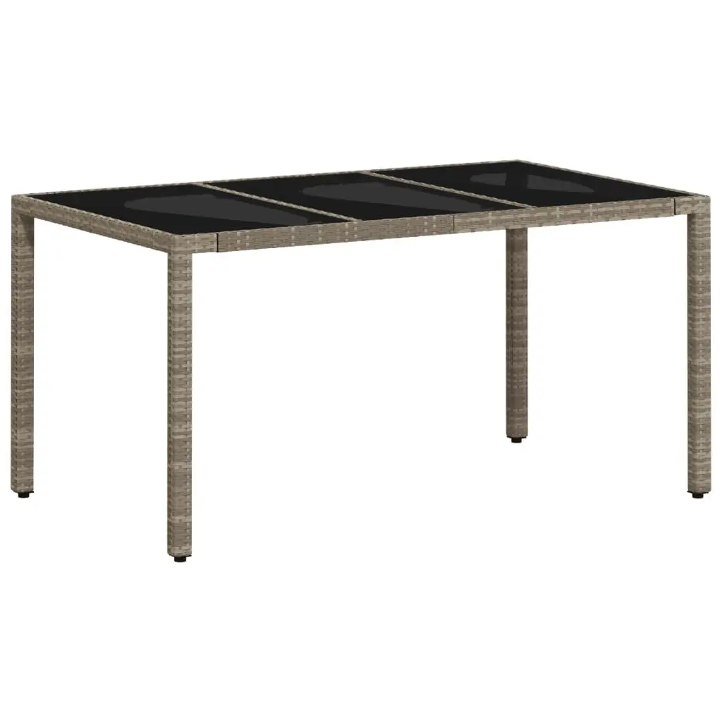 Garden Table Grey Tempered Glass Top Outdoor Patio Dining Furniture