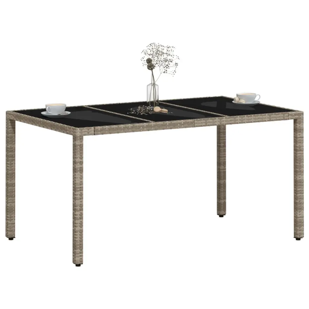 Garden Table Grey Tempered Glass Top Outdoor Patio Dining Furniture