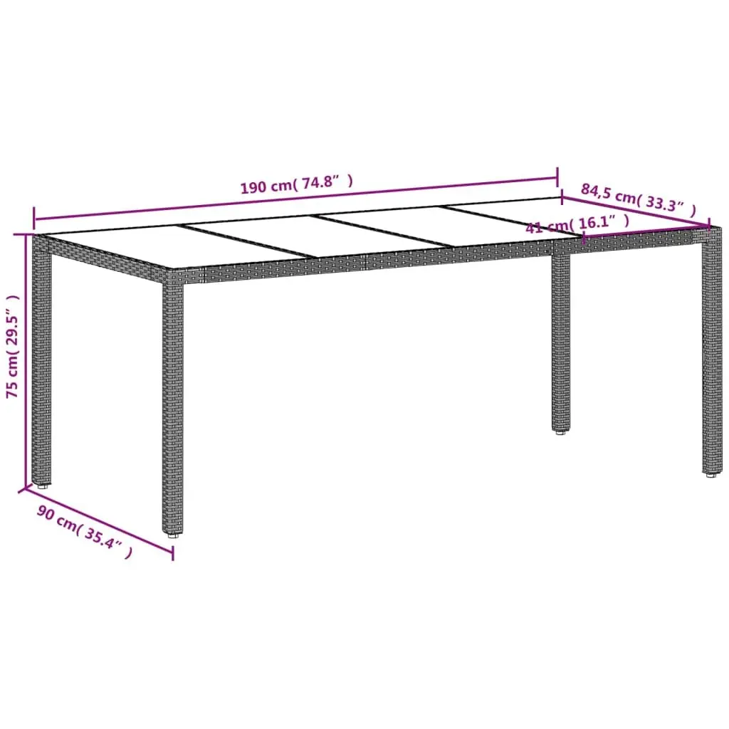 Grey Garden Dining Table with Glass Surface