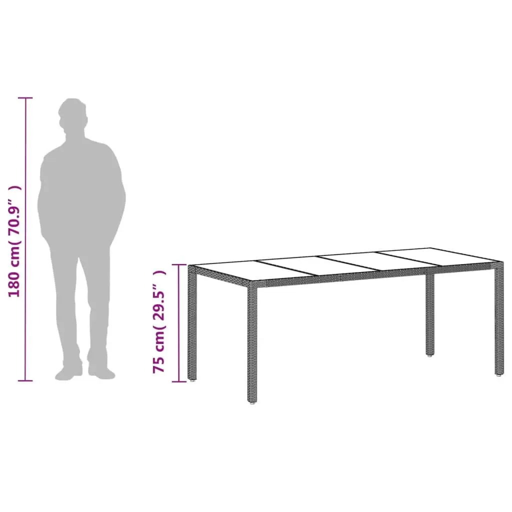 Grey Garden Dining Table with Glass Surface
