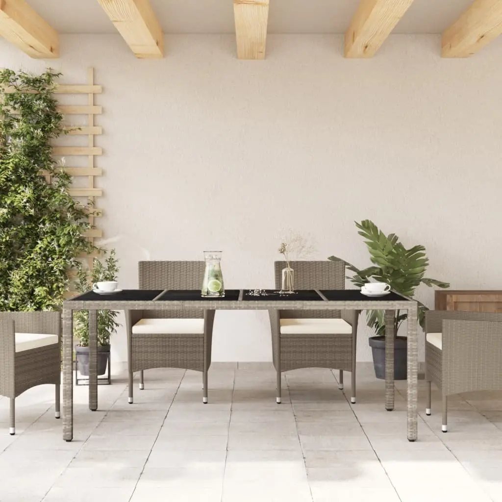 Grey Garden Dining Table with Glass Surface