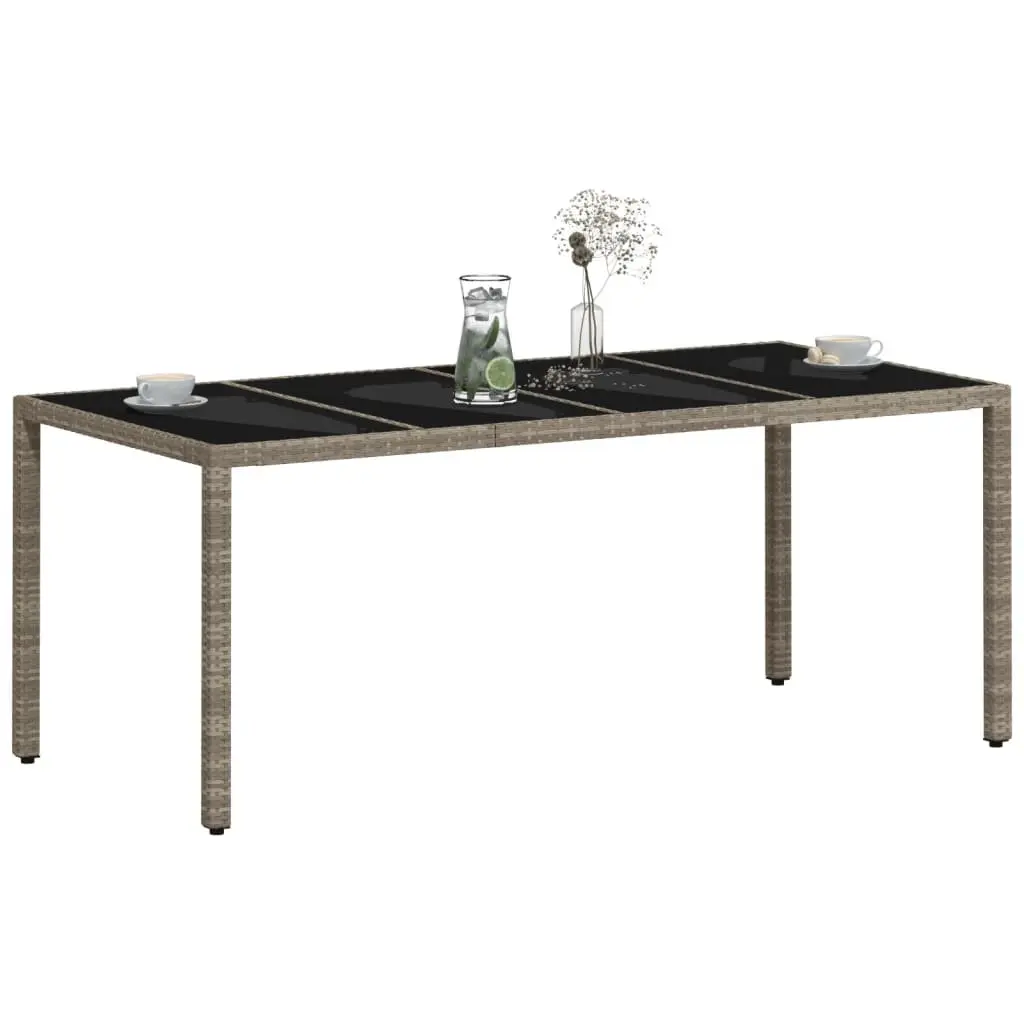 Grey Garden Dining Table with Glass Surface