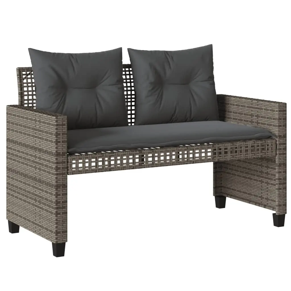 4 Piece Grey Poly Rattan Outdoor Sofa Set with Cushions and Glass Table for Patio
