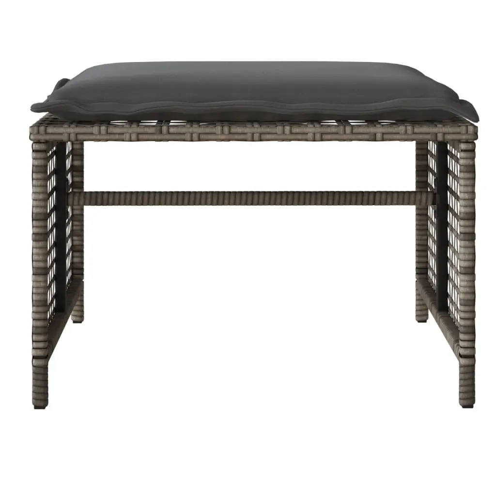 4 Piece Grey Poly Rattan Outdoor Sofa Set with Cushions and Glass Table for Patio