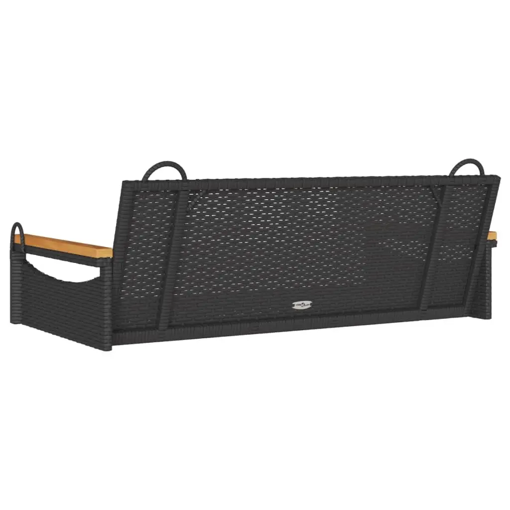 Outdoor Swing Bench Black Poly Rattan Garden Furniture Durable Powder-Coated Steel Frame