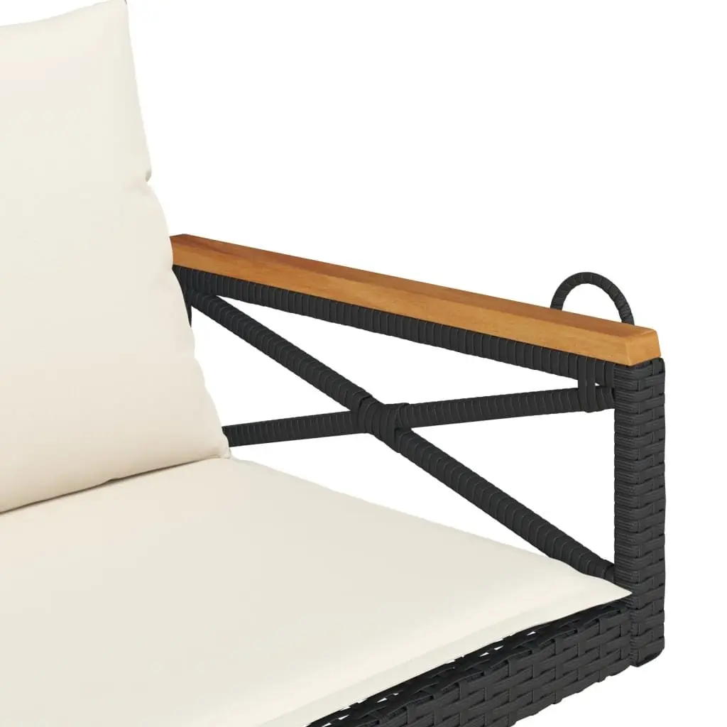 Swing Bench Black Outdoor Garden Seating Poly Rattan Cushions